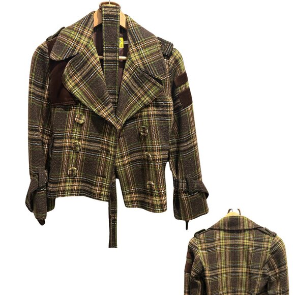 Juicy Couture Plaid Wool-Blend Peacoat - Size 4 - Picture 1 of 5